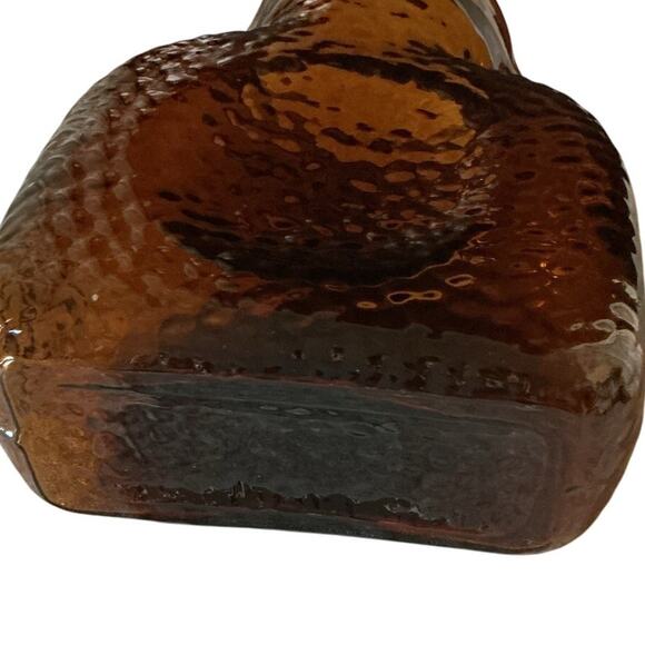 Double Spouted Water Carafe Brown with Dimpled Glass Wonderful Condition - Picture 5 of 5